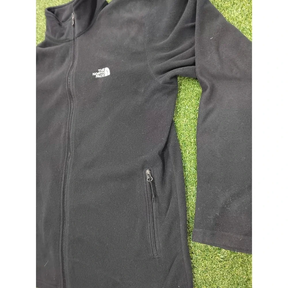 The North Face Fleece Jacket Mens Large Black Logo Mock Neck Full‎ Zip Casual